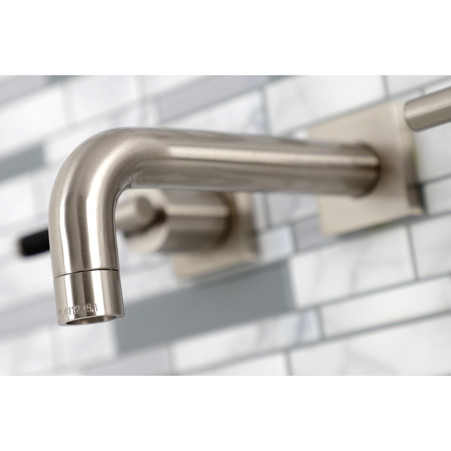 Kingston Sona KS6128CKL - Kaiser Double-Handle 3-Hole Wall Mount Bathroom Faucet, Brushed Nickel — thumbnail 3